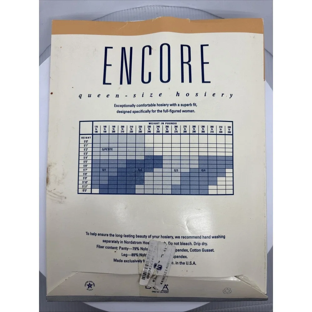 Nylons ENCORE‎ Queen-size Hosiery Bodyshaper Lycra Sheer Shadowtoe Nordstrom